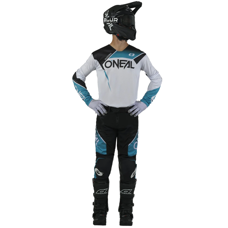 Load image into Gallery viewer, O&#39;Neal Hardwear Air V.25 Slam Black/Teal Pants &amp; Jersey Gearset
